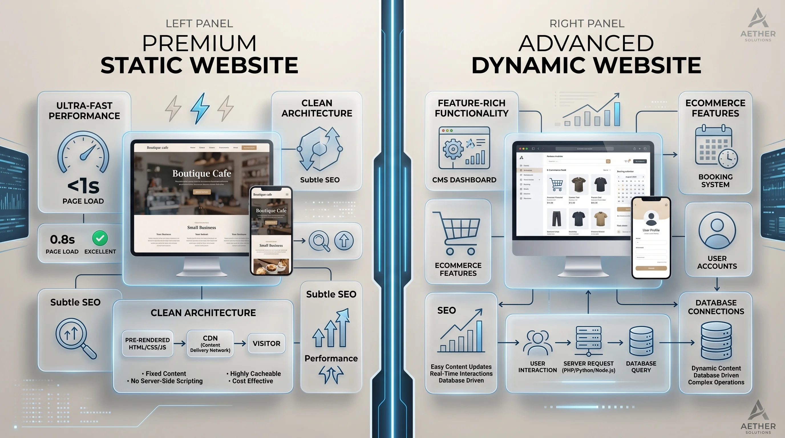 Static website and dynamic website comparison for small businesses